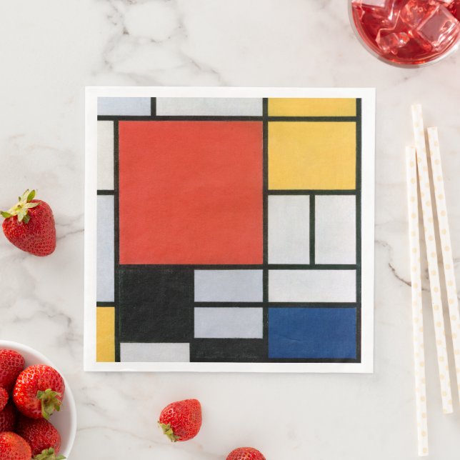 Mondrian Composition Red Yellow Blue Black  Napkin (Insitu)