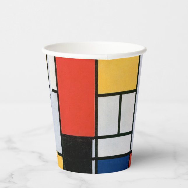 Mondrian Composition Red Yellow Blue Black  Paper Cups (Right)