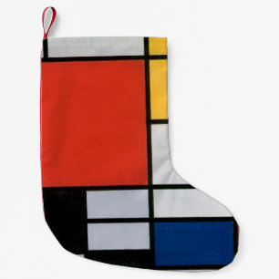 Mondrian Composition Red Yellow Blue Black  Small Christmas Stocking