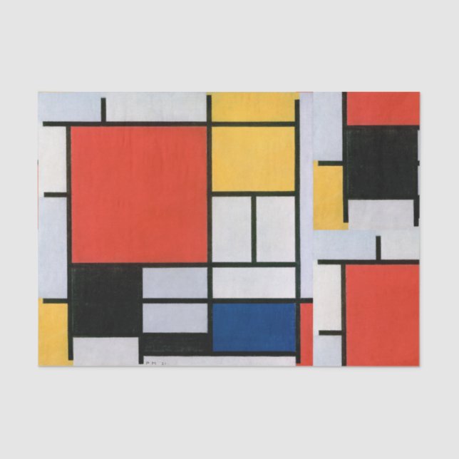 Mondrian Composition Red Yellow Blue Black  Tissue Paper (Front)
