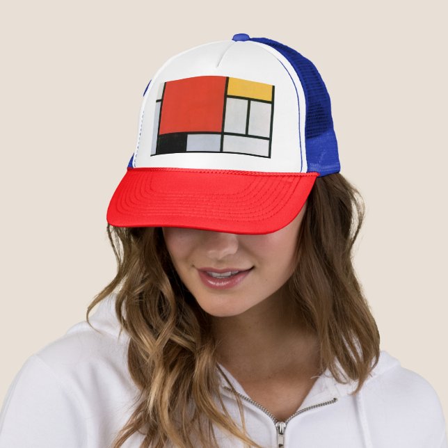 Mondrian Composition Red Yellow Blue Black  Trucker Hat (In Situ)