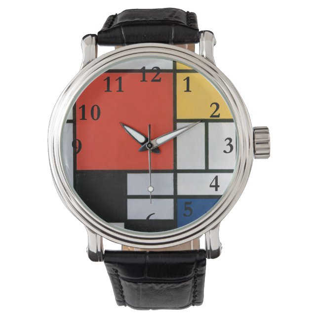 Mondrian Composition Red Yellow Blue Black  Watch (Front)