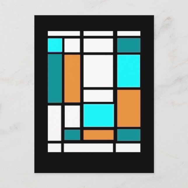 Mondrian, Composition, Teal Parody Post Card (Front)