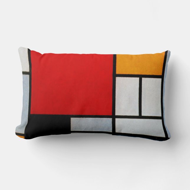 Mondrian - Composition with Large Red Plane Lumbar Cushion (Front)