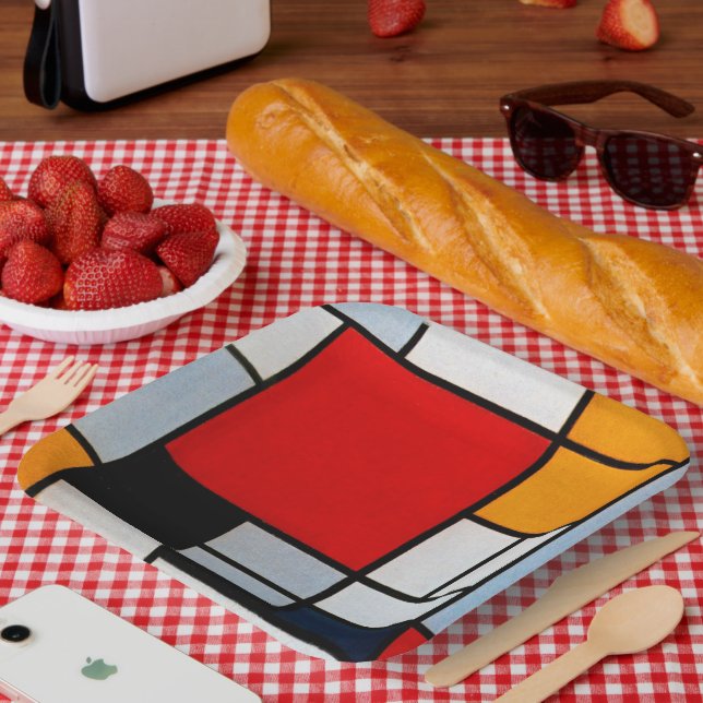 Mondrian - Composition with Large Red Plane Paper Plate (Picnic)
