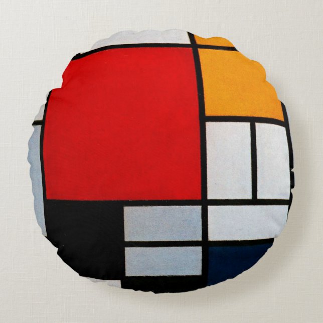 Mondrian - Composition with Large Red Plane Round Cushion (Front)