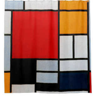 Mondrian - Composition with large red plane Shower Curtain