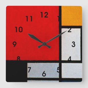 Mondrian - Composition with Large Red Plane Square Wall Clock