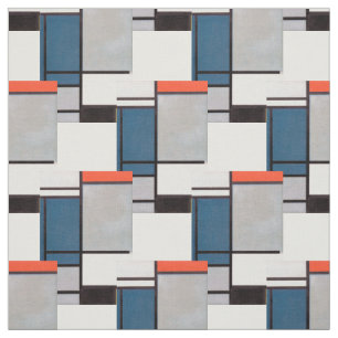 Mondrian Composition with Red, Blue, Black, Yellow Fabric