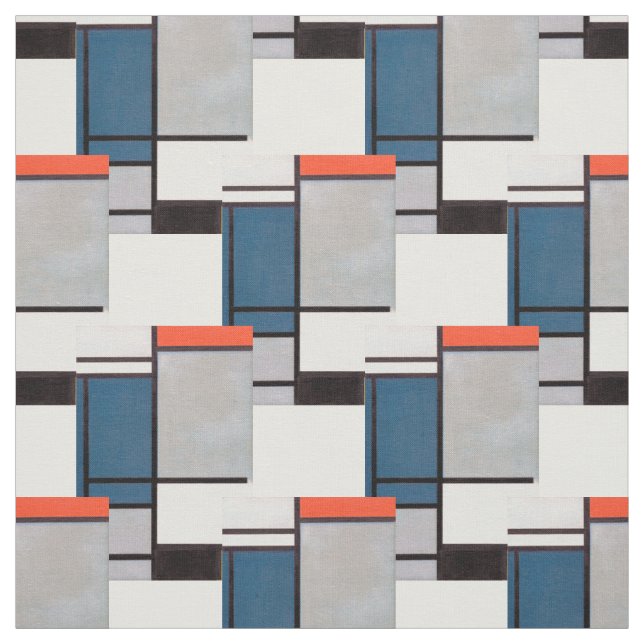 Mondrian Composition with Red, Blue, Black, Yellow Fabric (Swatch)