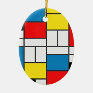 Mondrian Cubism Style Ceramic Ornament