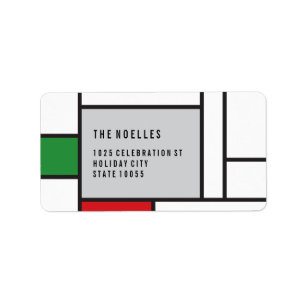 Mondrian De Stijl Art Minimalist Holiday Labels