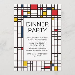 Mondrian De Stijl Geometric Pattern Party Invitation