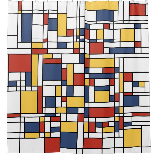 Mondrian De Stijl Pattern Shower Curtain (Front)