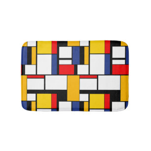 Mondrian Geometric Minimalist Comopsition Modern Bath Mat