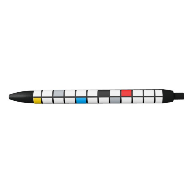 Mondrian Geometric Minimalist Comopsition Modern Black Ink Pen (Front)