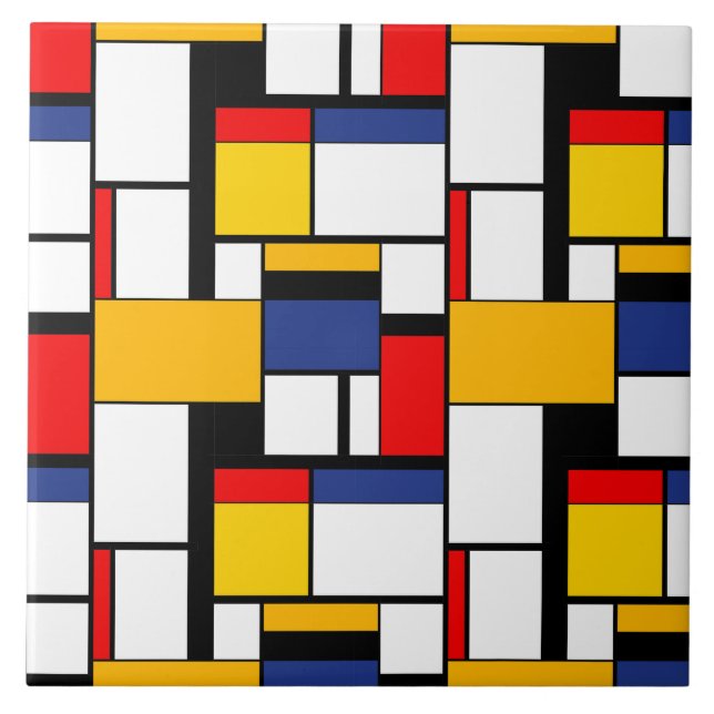 Mondrian Geometric Minimalist Comopsition Modern Ceramic Tile (Front)