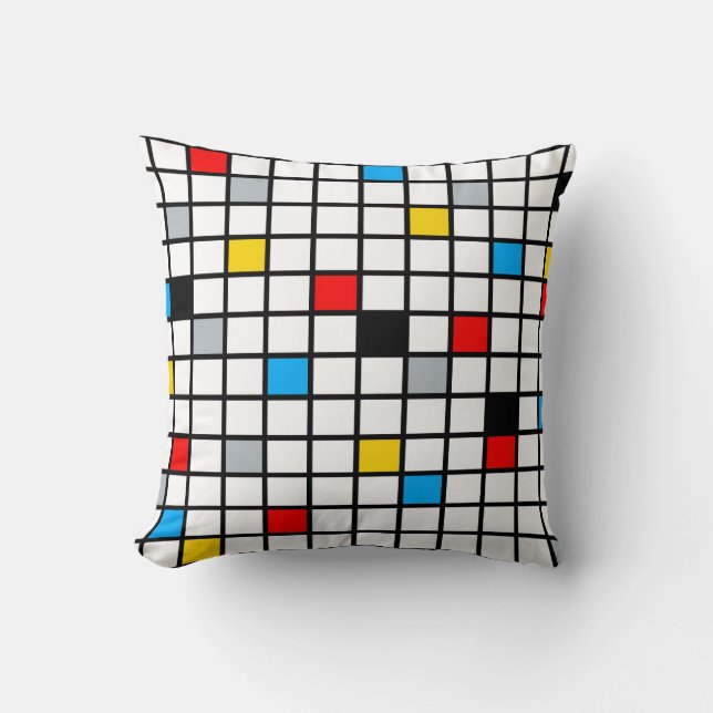 Mondrian Geometric Minimalist Comopsition Modern Cushion (Front)