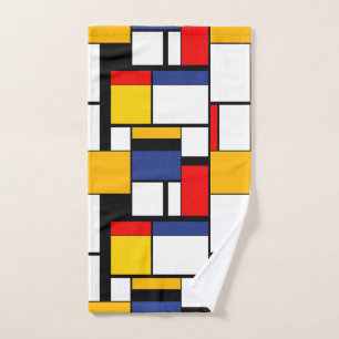 Mondrian Geometric Minimalist Comopsition Modern Hand Towel