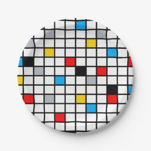 Mondrian Geometric Minimalist Comopsition Modern Paper Plate