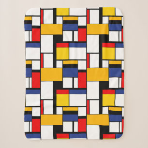 Mondrian Geometric Minimalist Comopsition Modern Sherpa Blanket