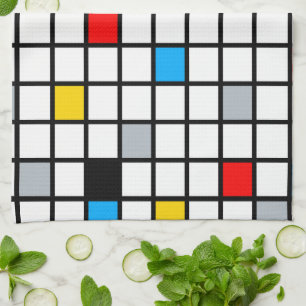 Mondrian Geometric Minimalist Comopsition Modern Tea Towel
