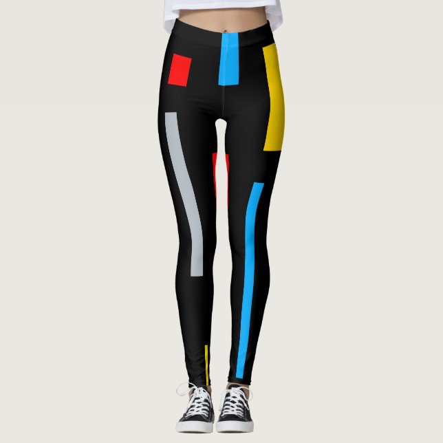 Mondrian geometric primary colours squares lines leggings (Front)