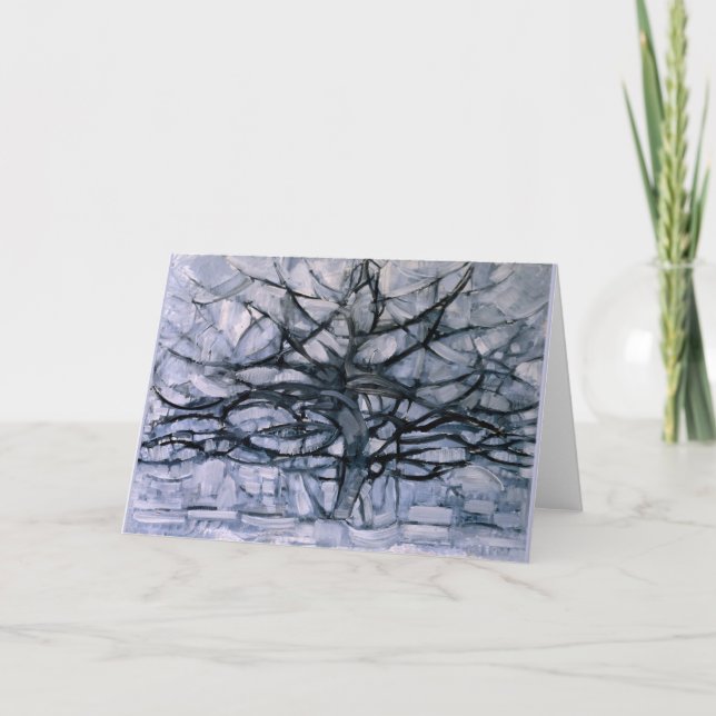 Mondrian - Grey Tree, famous painting, Card (Front)