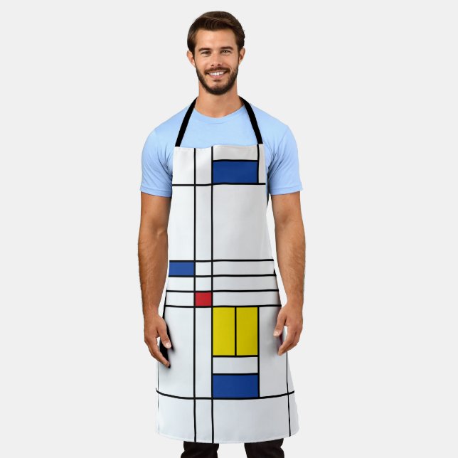 Mondrian II Minimalist De Stijl Modern Art Design Apron (Worn)