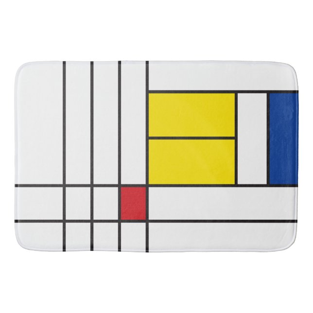 Mondrian II Minimalist De Stijl Modern Art Design Bath Mat (Front)
