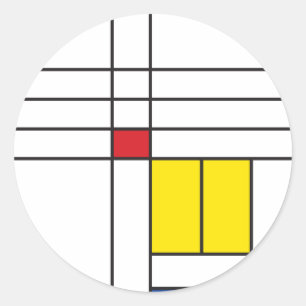 Mondrian II Minimalist De Stijl Modern Art Design Classic Round Sticker