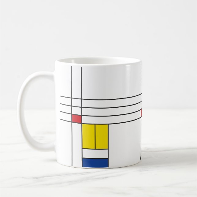 Mondrian II Minimalist De Stijl Modern Art Design Coffee Mug (Left)