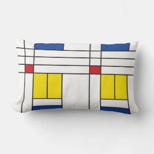 Mondrian II Minimalist De Stijl Modern Art Design Lumbar Cushion