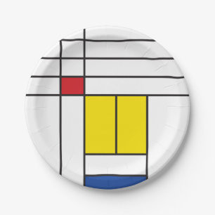 Mondrian II Minimalist De Stijl Modern Art Design Paper Plate