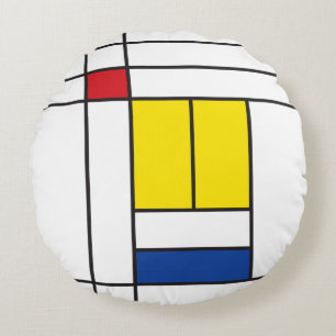 Mondrian II Minimalist De Stijl Modern Art Design Round Cushion