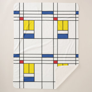 Mondrian II Minimalist De Stijl Modern Art Design Sherpa Blanket