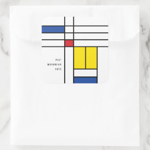 Mondrian II Minimalist De Stijl Modern Art Design Square Sticker
