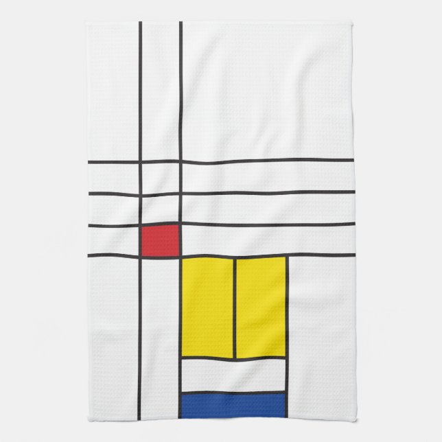 Mondrian II Minimalist De Stijl Modern Art Design Tea Towel (Vertical)