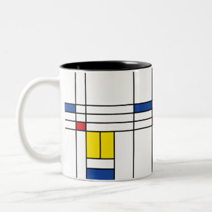 Mondrian II Minimalist De Stijl Modern Art Design Two-Tone Coffee Mug