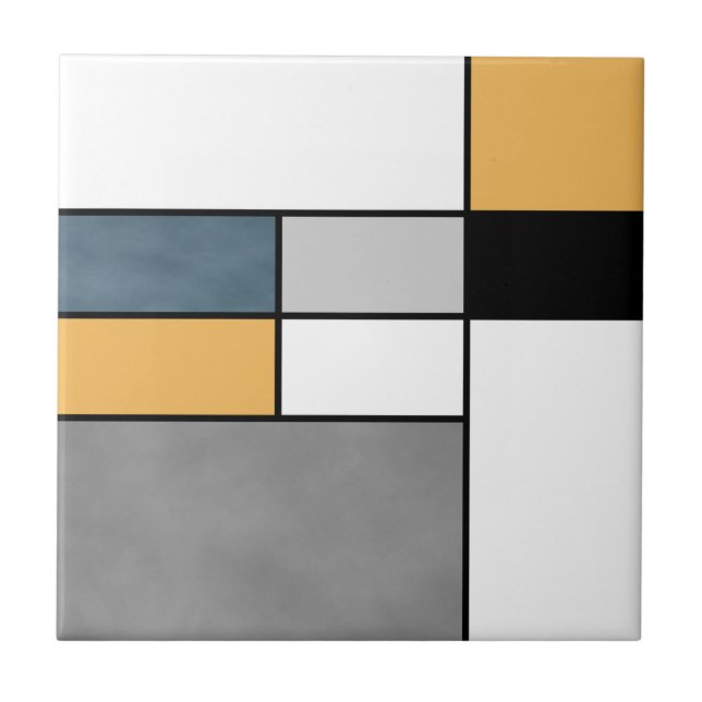 Mondrian inspiration ceramic tile (Front)