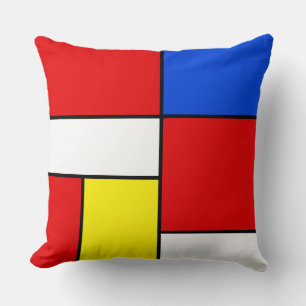 Mondrian Inspired Abstract Art Throw Pillow
