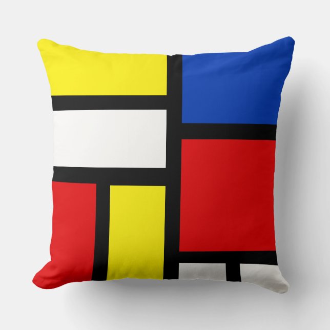Mondrian Inspired Abstract Art Throw Pillow (Front)