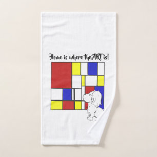 Mondrian Inspired Chamomile Hand Towel