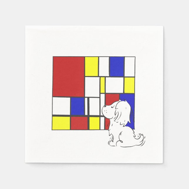 Mondrian Inspired Chamomile Napkin (Front)