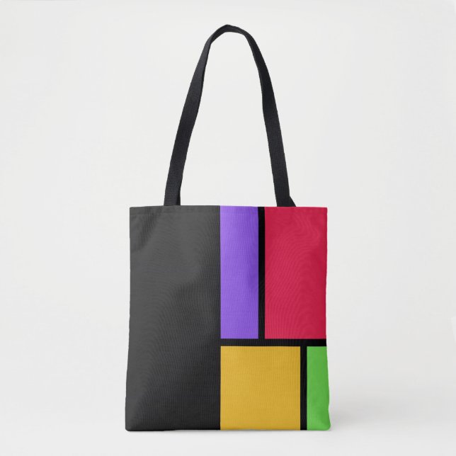 Mondrian Inspired Colour Block Tote Bag (Front)