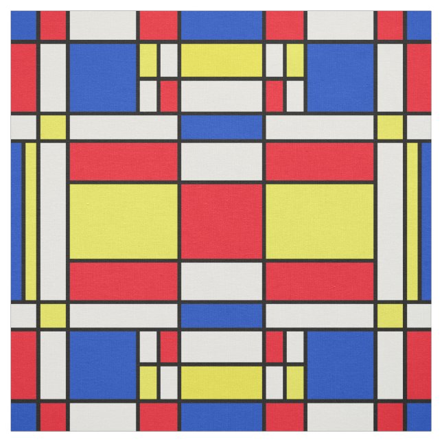 Mondrian Inspired Geometrical Design Abstract Art Fabric (Swatch)