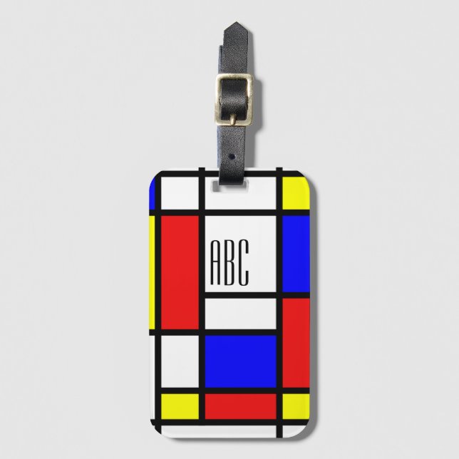 Mondrian Inspired Luggage Tag (Front Vertical)