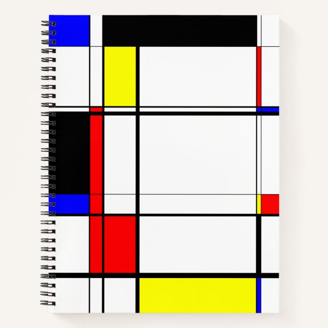 Mondrian Inspired Modern Geometric Red Blue Yellow Notebook (Front)