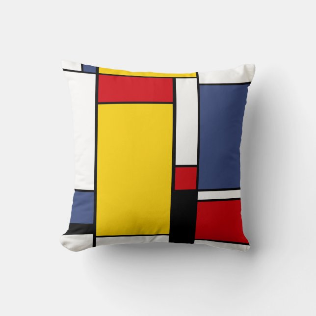 Mondrian Inspired Modern Geometric Style Art. Cushion (Front)