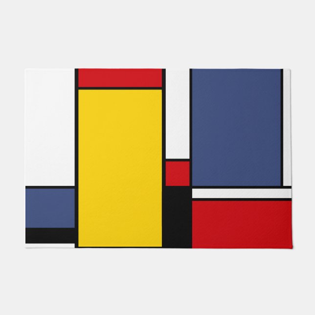 Mondrian Inspired Modern Geometric Style Doormat (Front)